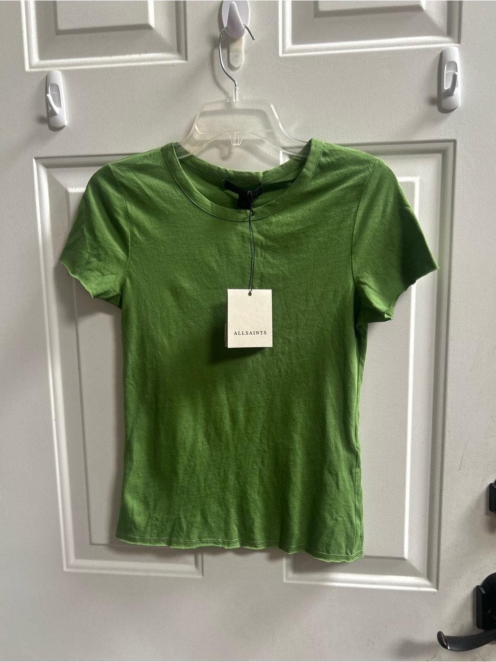 AllSaints Green Slim Crewneck Short Sleeve Tee Sz S